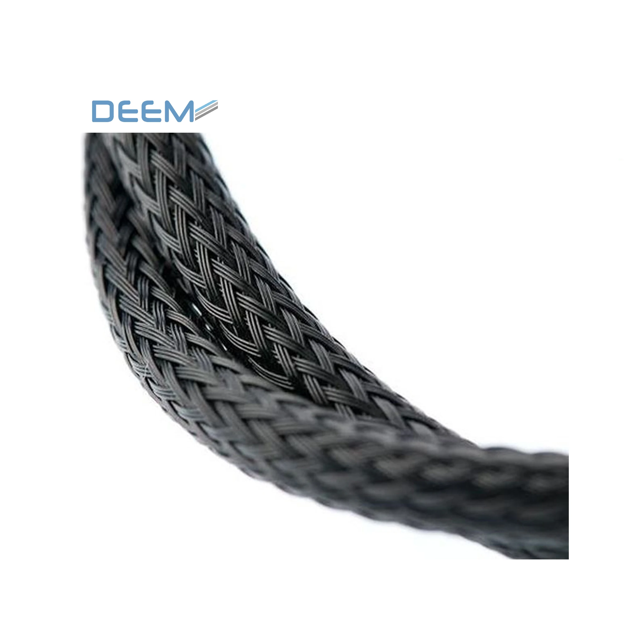 DEEM black expandable braided sleeve PET material cable protective sleeve