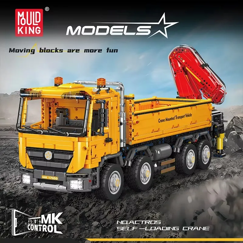 NEW MOULD KING 17050 Pneumatic Self-Propelled Crane RC Truck Brick Set Kid Toy Christmas Gift Bulldozer Building Blocks