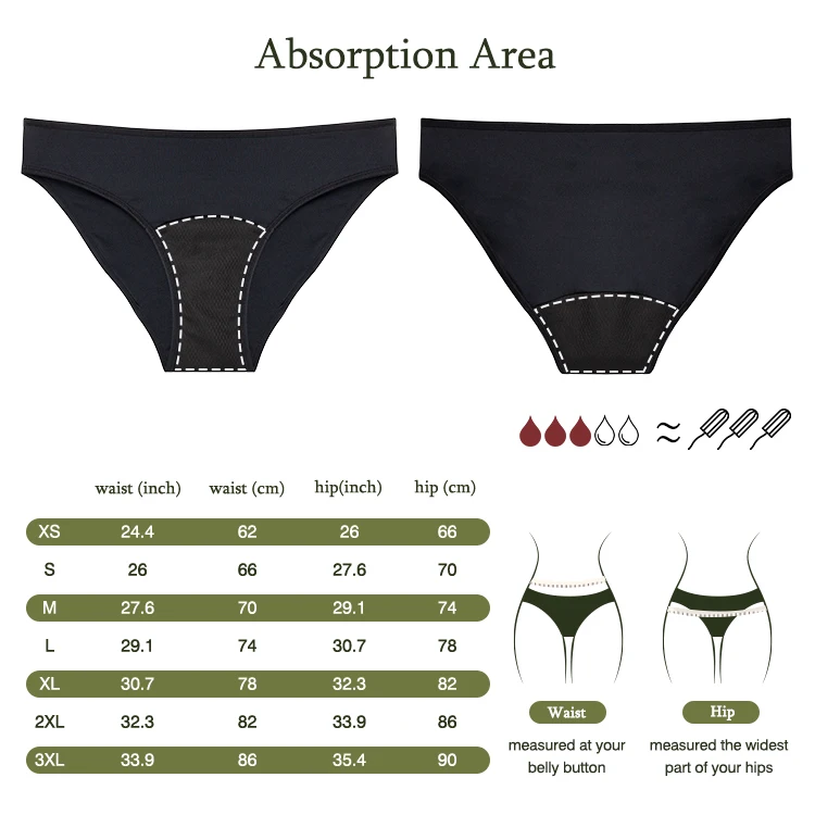 Wholesale Girls Black Fashion Leakproof Swimwear Brief For Women Menstrual Teen Period Swimwear Bottom