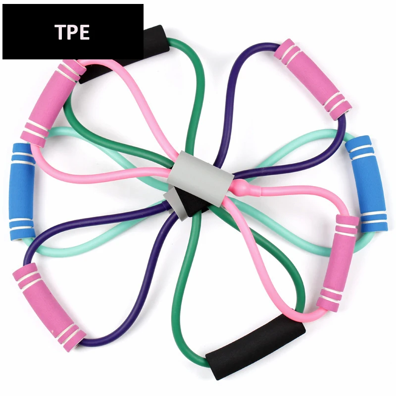 Pilates Yoga Accessories Fitness Elastic Chest Expander 8 Shaped Resistance Tube With Handle