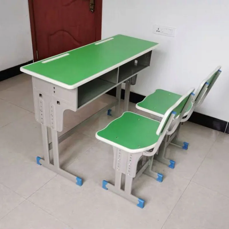 Adjustable Modern Design Metal Wood Student Chair Customizable Double Tables Primary Middle Schools Wholesale Plastic Material