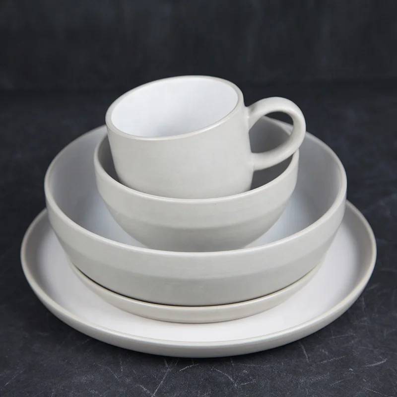 6 Person Ceramic Royal 2 Tone Luxury Dinnerware Luxury Round Dinner Set