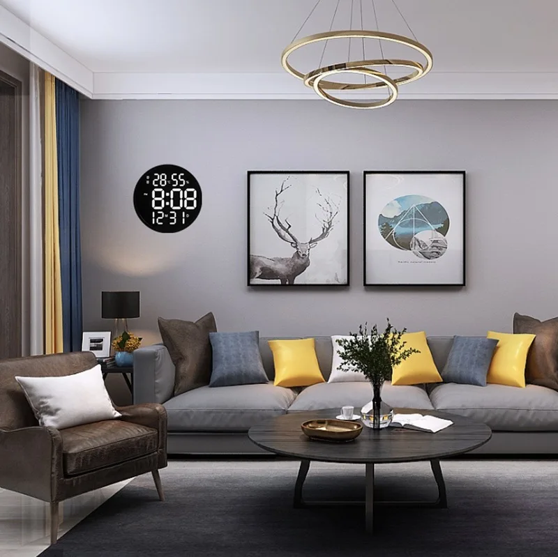 Modern Electronic LED Digital  Clock Wall Temperature & Humidity Creative Clocks Home Decor Clock Wall