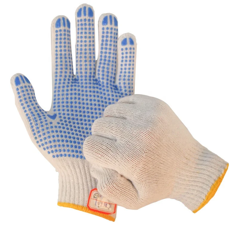 SUNSHINE Cheap price White Cotton PVC dotted garden working gloves latex dotted knit cotton gloves