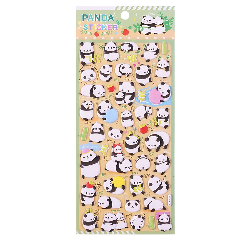 SHANLE Wholesale Cute Animal 3D Puffy Sticker Sheet Kawaii Panda EVA Sticker Set Custom Stationery Decor Memo Pad Bubble Sticker