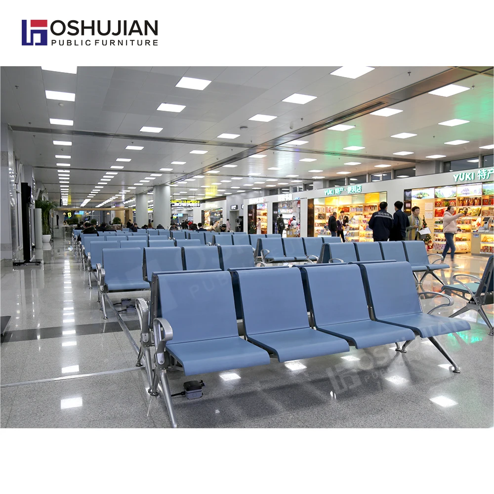 Hospital reception room chairs waiting public bench durable aluminium 3 seater airport chair  for sale