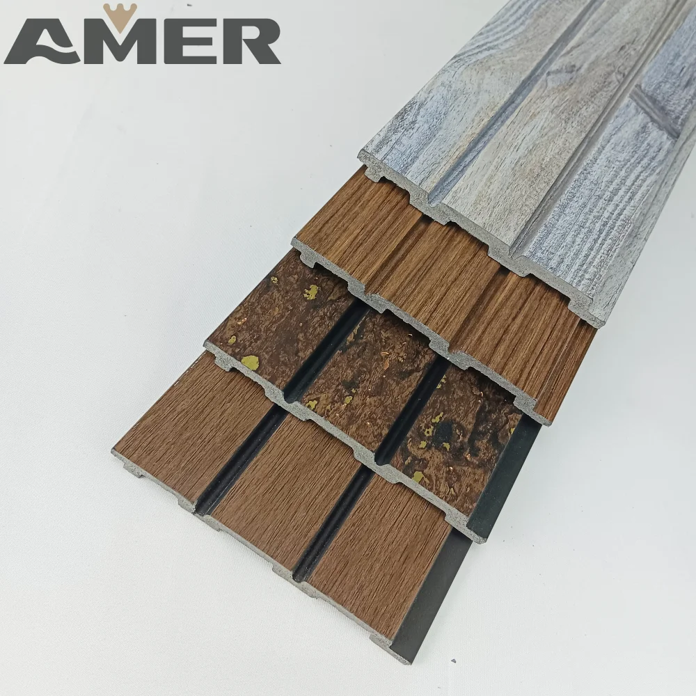 AMER High Quality fluted PS wall panel interior wood plastic panels boards