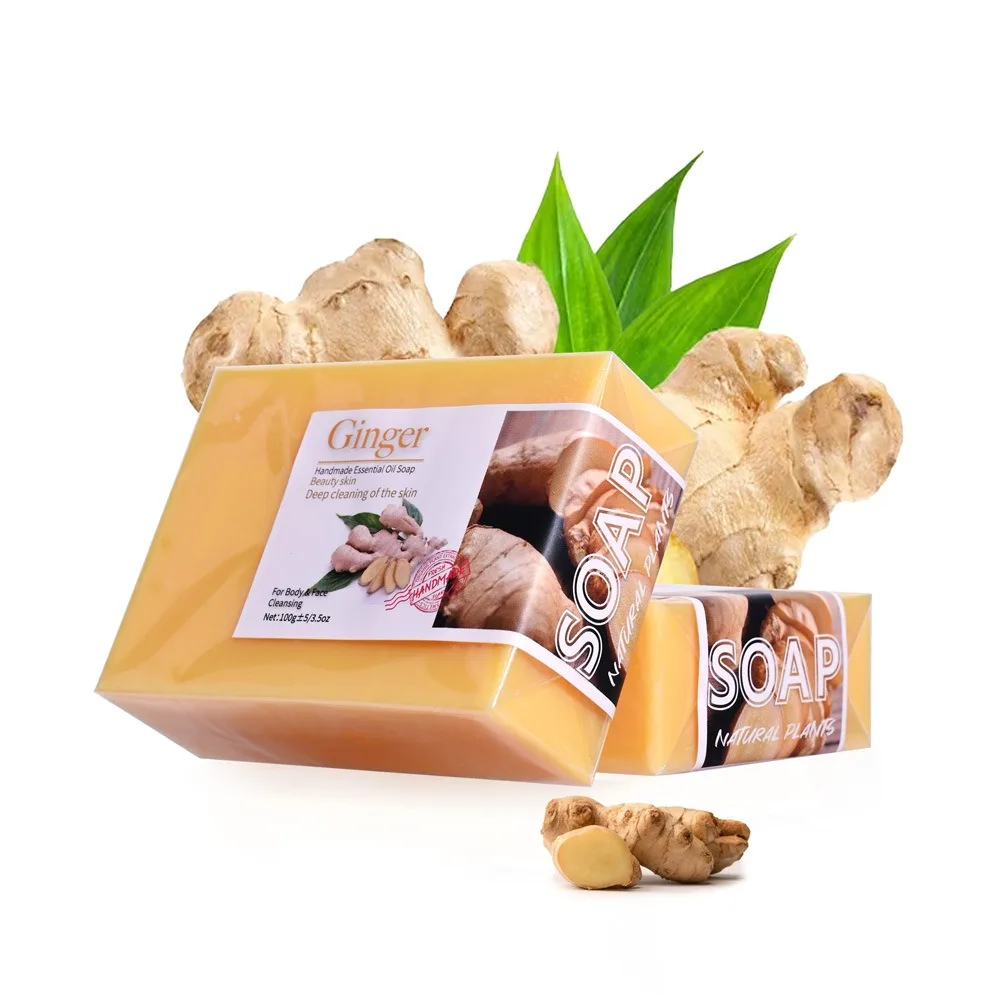Customized 100g handmade essential oil soap ginger turmeric bamboo charcoal honey tea tree kojic acid  soap skin lightening soap