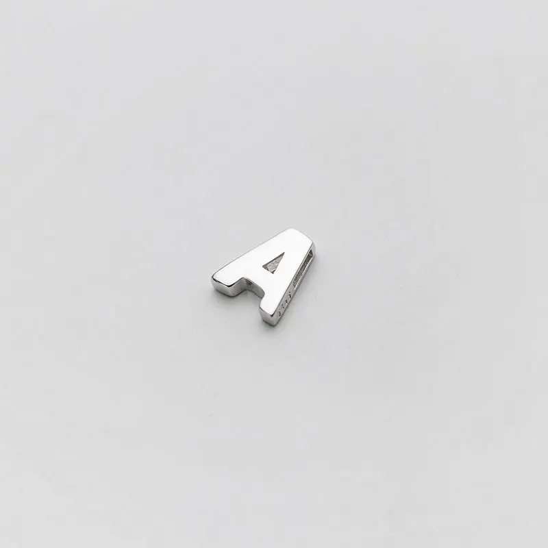 Genuine s925 sterling silver simple glossy 26 letter pendant DIY jewelry accessories