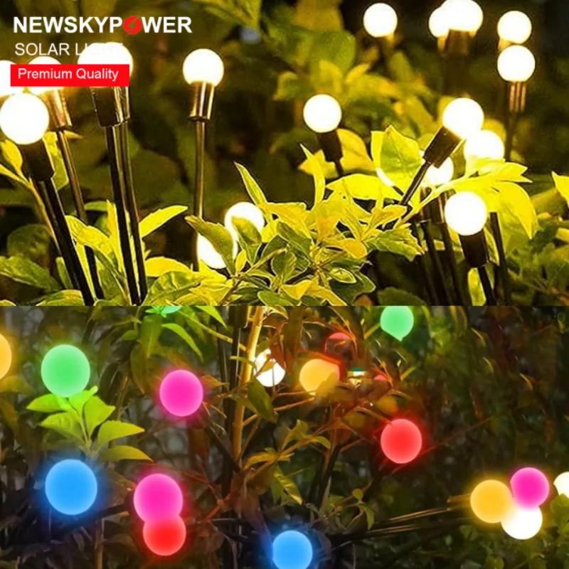 Sway By Wind Solar Panel With 32-LED Bulbs Solar Firefly UV Waterproof IP65 1200mAH Lithium Battery Garden Decorative Lights