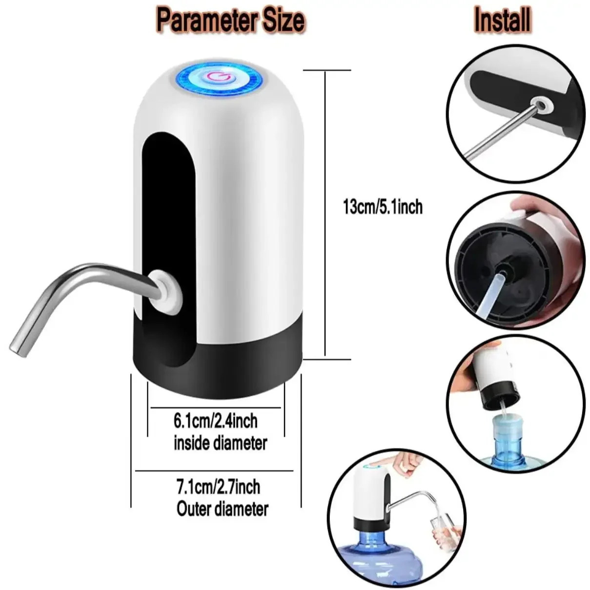 In stock Electric water pump Rechargeable Bottled Drinking Water Outdoor Electric Portable Dispenser Pump Portable wholesale