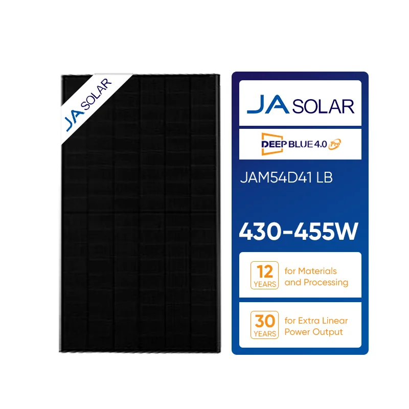 Ja Solar Panels N-type Full Black Solar Panels 450W 455W 445W 440W PV Modules Double Glass Bificial Solar Panels