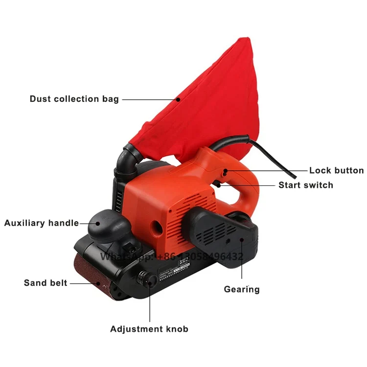 Industrial 4 Inch Woodworking Polishing Belt Sanding Machine 1600W Variable Speed Corded Electric Wood Planer Mini Belt Sander
