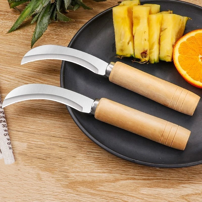 Banana Knife with 5-Inch Straight Steel Blade 3 Inch Harvest Knife with Wooden Handle