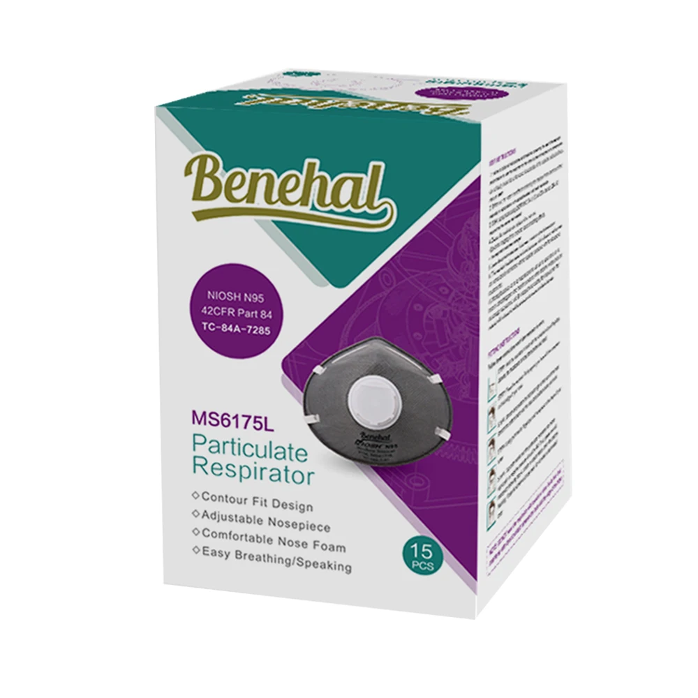 Niosh N95 Mascara de carbon activado N95 carbon Respirador N95 Mascara de polvo Mascara de copa N95 Large size carbon mask