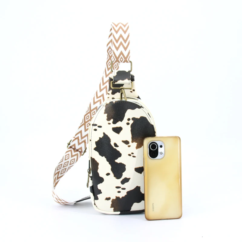New Cross body Sling Bag Leopard Cow Print Bum Bag Vegan Leather Belt Bag