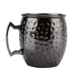 Ready to ship 500ml 304 stainless steel hammered black Handgrip Russian moscow mule mugs