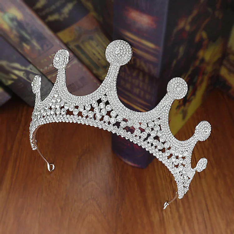 Vintage Round Baroque Crystal Crown for Wedding Beauty Pageant Queen Crowns Jewelry