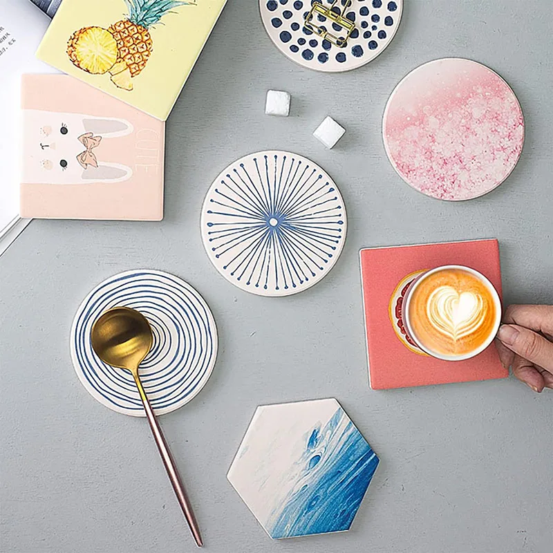 Глянцевая отделка с сублимационной облицовкой пустые белые керамические шестигранные подставки для поделок