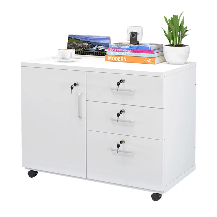 movable storage drawer file lock wooden Cabinet Drawers Printer Stand office cabinet with wheels storage cabinets