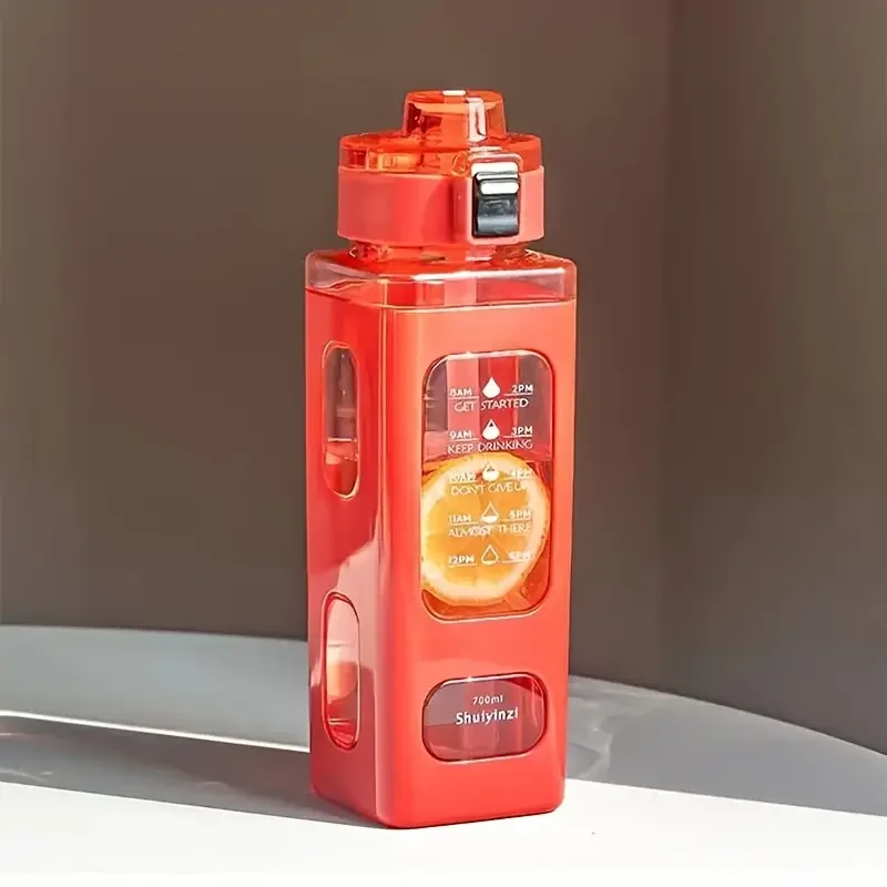New Design Kids 700ml Large Capacity Water Bottle Durable Cute Square Plastic Water Bottle