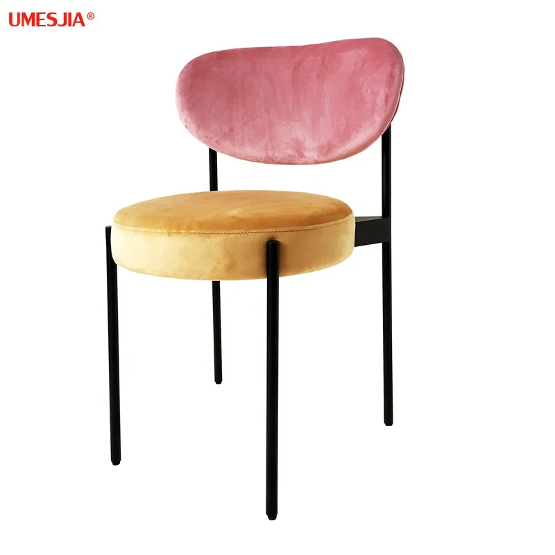 Modern Home Furniture Restaurant Furniture Velvet Fabric 430 collection Iron chair Dining hall Chair