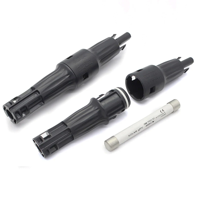 IP67/IP68 Solar Fuse Connector In-Line DC 1000V/1500V 10A/15A/30A MC 4 Diode PV Fuse Holder for Solar Panel Blocking System