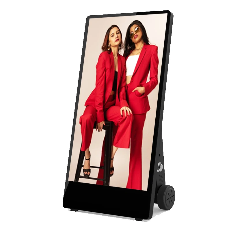 New Arrival Portable LCD Screen Digital Signage Player Battery Powered Floor Stand Movable Indoor Advertising Display