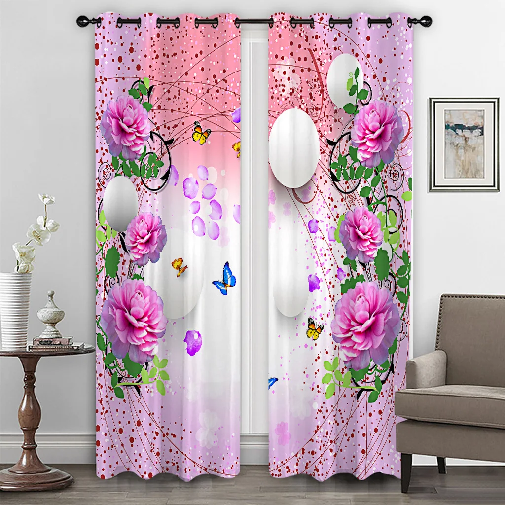 Ready Made European Street View Alley Polyester 3d Landscape Floral Photo Designer Print Curtain For The Living Room