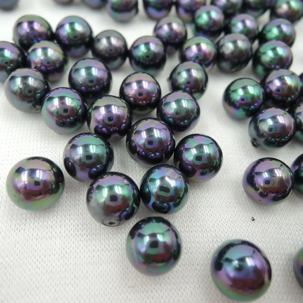 in paired 8mm mother of pearl ,sea-shell pearl ,perfect round shape,half hole drilled