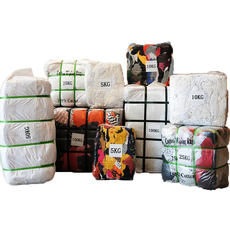 Dark Color Wiping Waste Industry White Mixed T-shirt Recycled Bale Recycle Industrial Wasted Cotton Cleaning Used Wiping Rags
