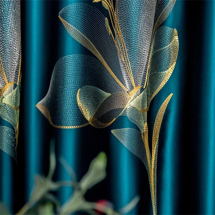 Luxury Style Embroidered Blackout Curtains Embroidery Window Modern Style Curtains for The Living Room