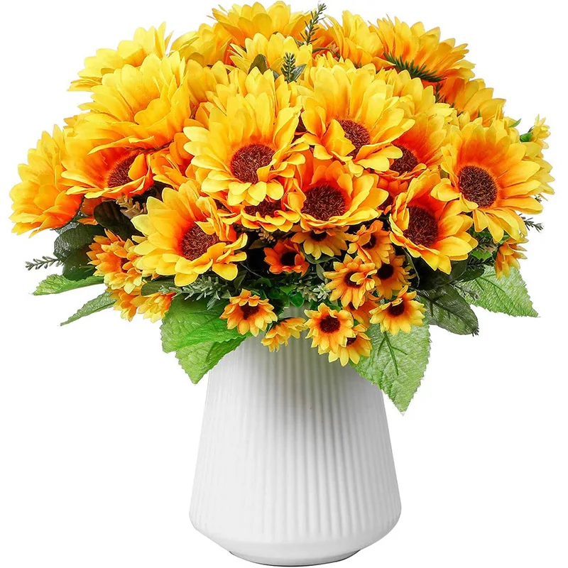 Artificial Flower Yellow Silk Sunflower Bouquet Decoration Outdoor Flower Arrangement Artificial Sunflower