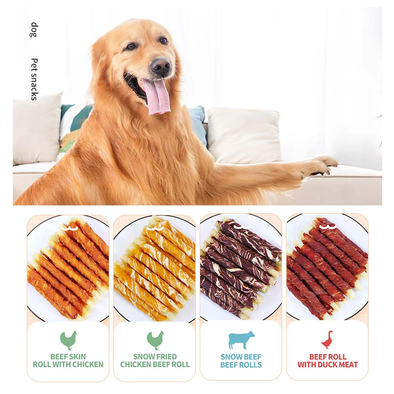 OEM Dog Treats Manufacturer Delicious Chew High Protein Chicken Cattlehide Dog Bully Stick Pet Food dog snack