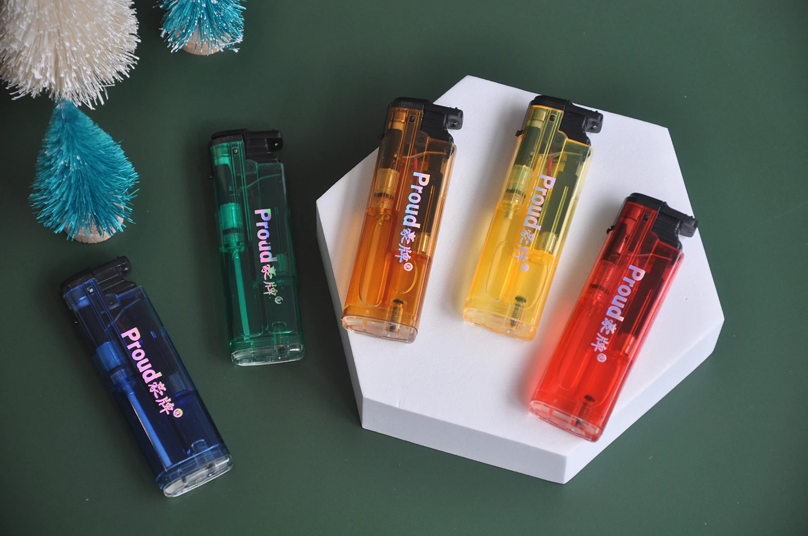 Custom Logo 5 Colors Optional Transparent Big Size Lighters & Smoking Accessories  Electric Cigarette Windproof Gas Lighter