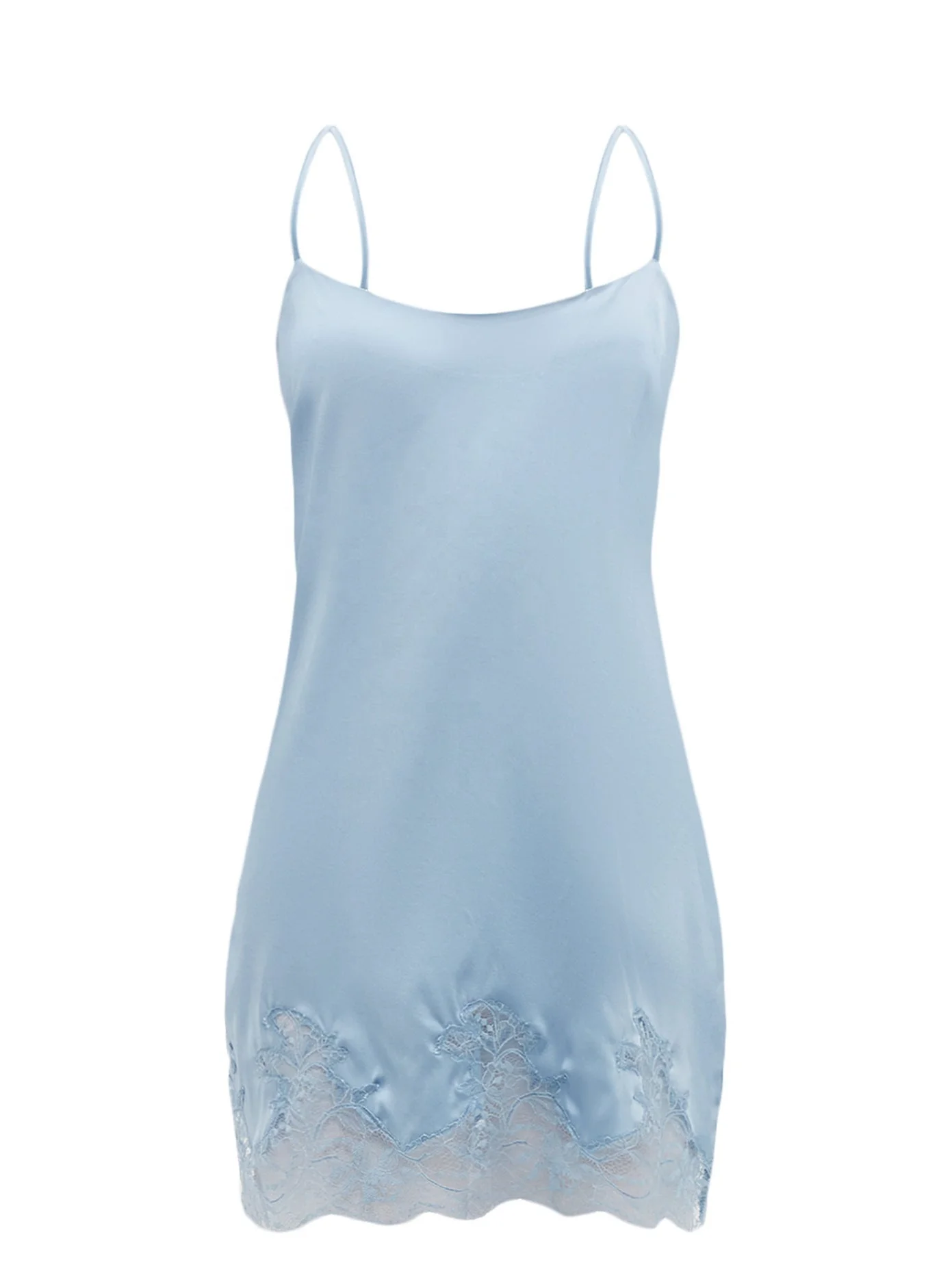 Custom one piece scoop neck pajamas women pyjamas sexy satin silk night sleep lace dress