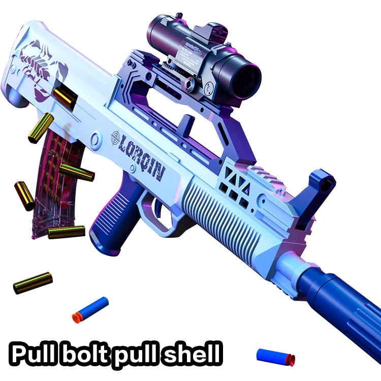 Hot selling boy shell ejection toy gun safety EVA shooting toy plastic bullet shell jumping soft bullet gun