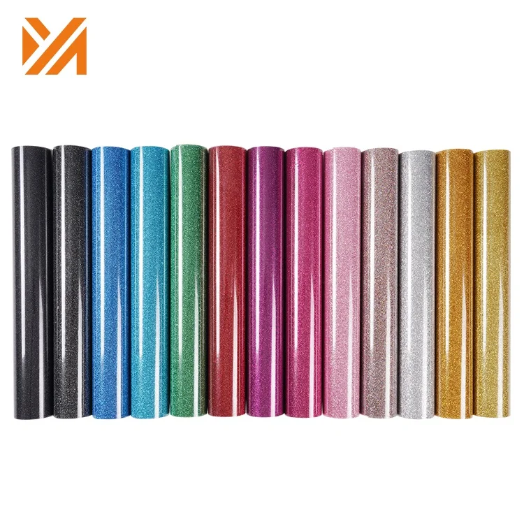 Wholesale PU Heat Transfer Easy Peeling Rolls Htv Textile Glitter Vinyl
