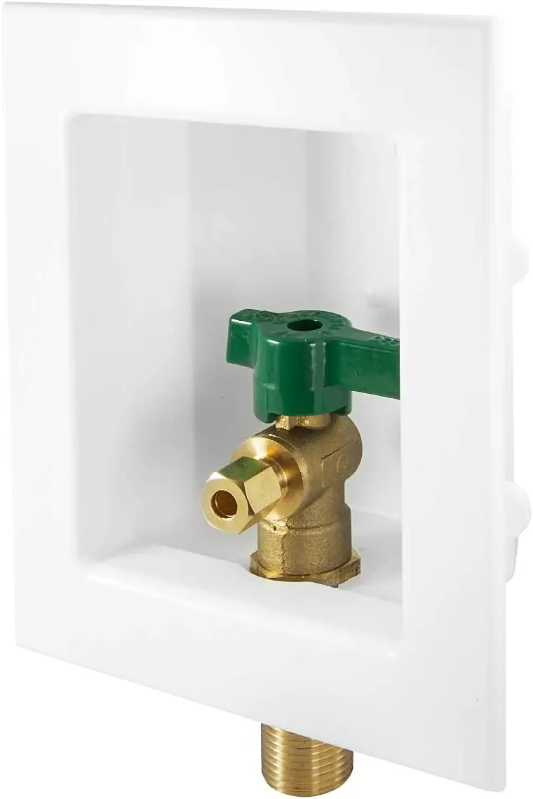 1/4-Turn Ball Valve with Copper Sweat Pre-assembled Ice Maker Outlet Box, 1/2-Inch Sweat with Installed Water Hammer Arrestor