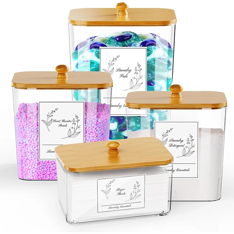 4 упаковки контейнеры для белья сушилка держатель листов квадратные пластиковые банки организации и хранения с крышками