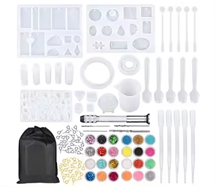 DIY Resin Casting Mold Kit Epoxy Resin Silicone Jewelry Craft Molds Kit Set Bracelet Pendant Silicone Resin Molds