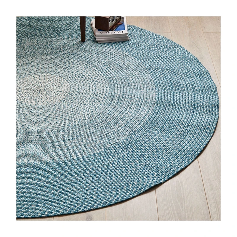 sky blue design all weather polypropylene round indoor/outdoor rug round outdoor patio rug carpet mat