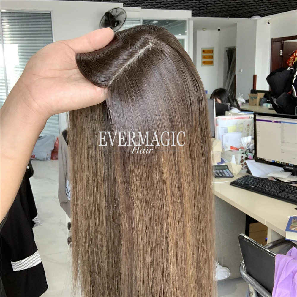 European virgin hair topper silk top with wefted back silk base toppers