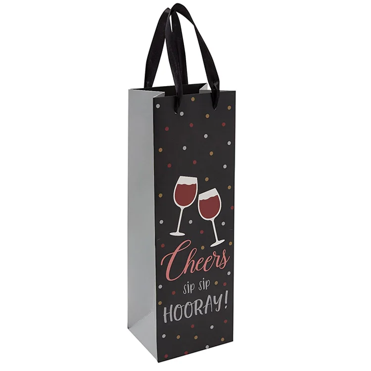 New Design Retail Eco Friendly Luxury Recycled Custom Logo Printing Cardboard Brown Kraft Paper Wine Bags for Champagne Bottle