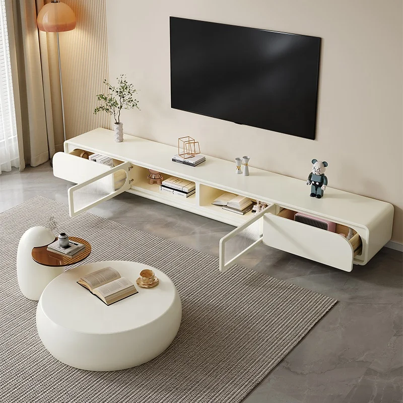 Popular Product High-End Lift Top Luxury Wooden tv unit cabinets modern tv stand and Round Coffee Tables With Glass Top