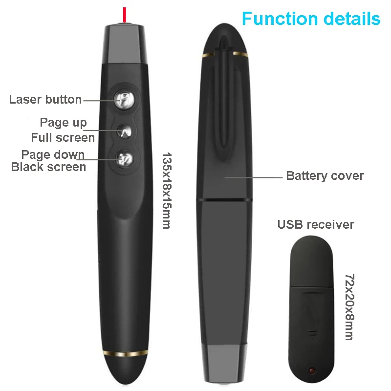 Red Laser Pointer Pen Office Presentation Products Wireless Presenter Lazer for PPT Meeting Teaching Clicker