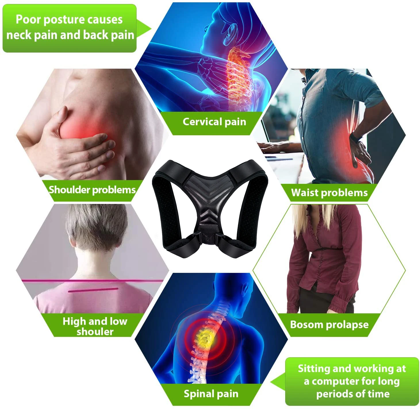 Wholesale Upper Back Brace Posture Corrector for Clavicle Support and Provide for Men and Women