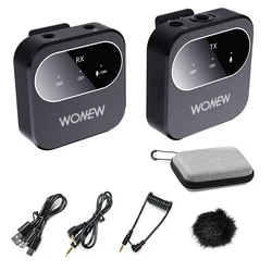 Outdoor Noise cancelling Broadcast Miniature Lapel Wireless Lavalier Microphone with external mic for Cell Phone dslr Camera