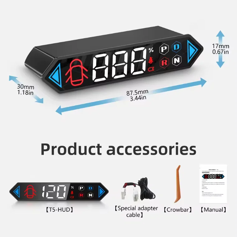 HUD T5 Tesla model 3 Y On Board Digital Speedometer GPS smart diagnostic tool Head Up Display