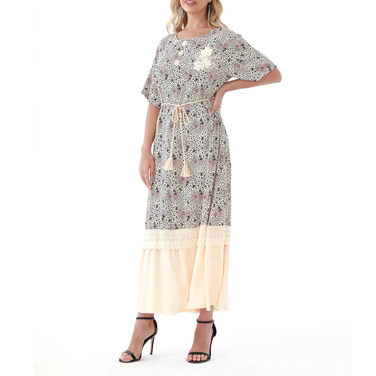 Factory Wholesale Mid East Libya Abaya Arabian Islamic Clothing Summer Lady Maxi Gown Women Muslim Rayon Dress